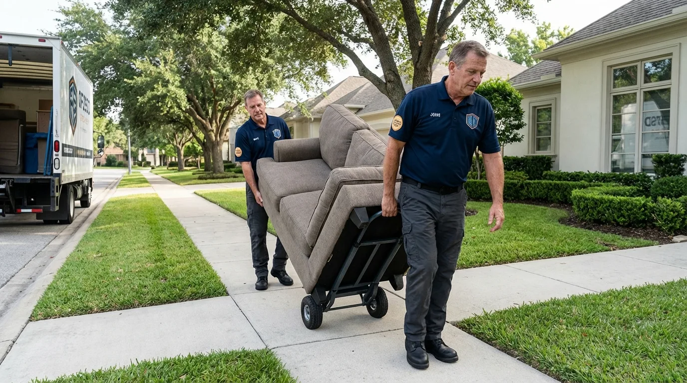 Local residential moving crew loading furniture in New Milford, CT